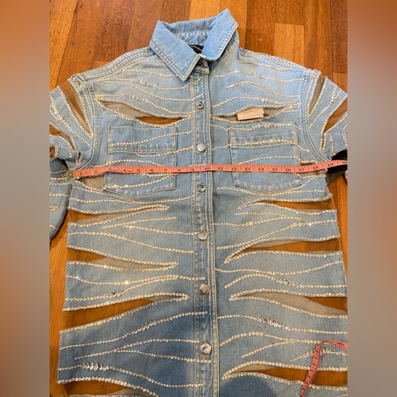 $1,498 NWT Retrofête AVANI EMBELLISHED DENIM SHIRT - Picture 11 of 11